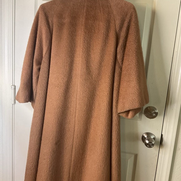 Vintage LILLI ANNE MadMen 1950 Wool Cashmere Camel MINK Coat M-L Swing Coat - Picture 6 of 11